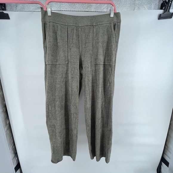 Barefoot Dreams CozyChic Ultra Lite Lounge Set V Neck Sweater Pants M Green - Picture 3 of 9